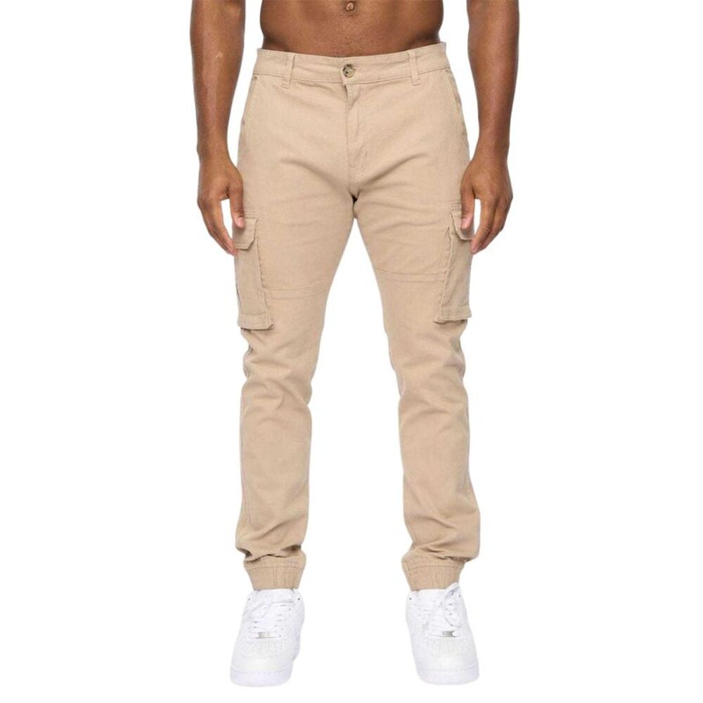 Crosshatch Mens Casual Cargo Pants / Stone